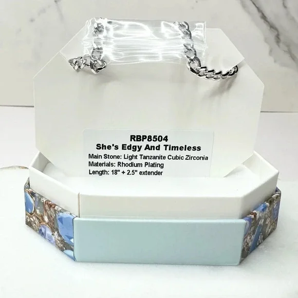 Bomb Party December Tanzanite Necklace Rhodium Plating RBP8504 - Picture 2 of 5